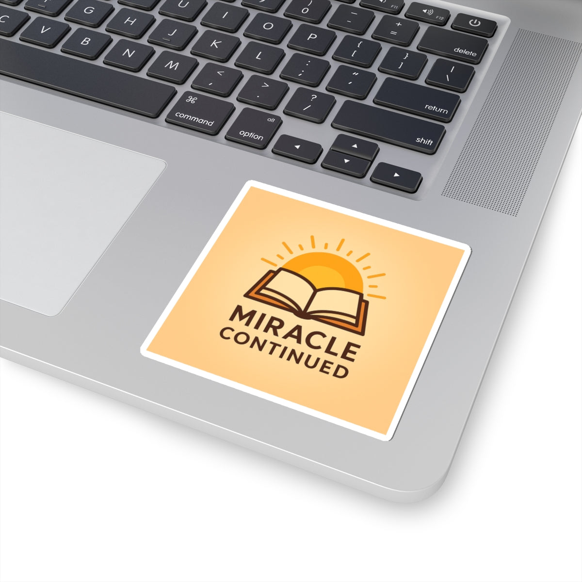 Miracle Continued Sticker — Inspirational Book & Sunrise Kiss-Cut Sticker