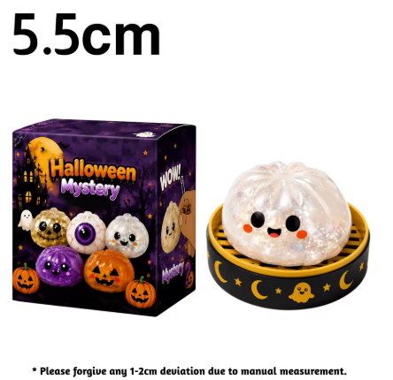 Halloween Ghost Dumpling Squishy – 5.5CM & 10CM Slow-Rising Fidget Toy, Cute Halloween Stress Relief Sensory Toy & Gift