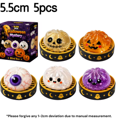 Halloween Ghost Dumpling Squishy – 5.5CM & 10CM Slow-Rising Fidget Toy, Cute Halloween Stress Relief Sensory Toy & Gift
